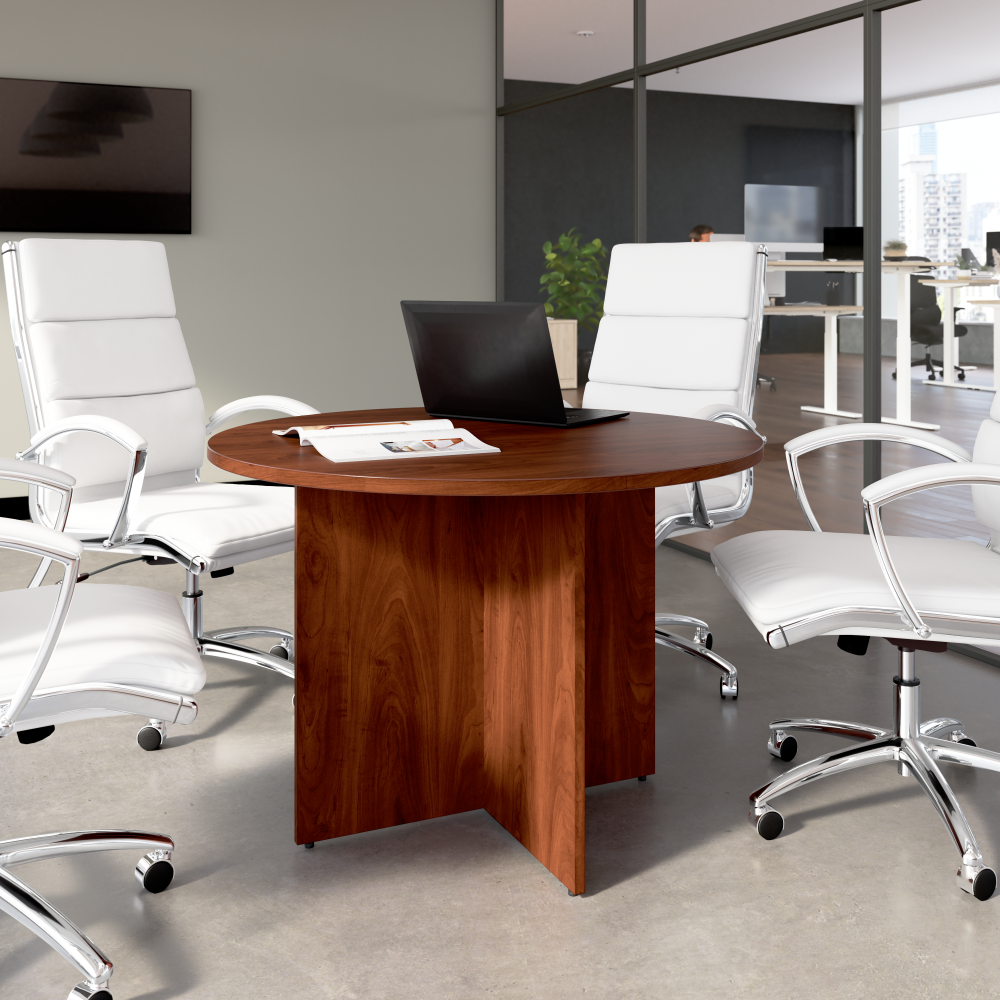 Shop Bush Business Furniture 42-inch Round Conference Table with Wood Base, Image 02, 99TB42RHC, #color_hansen cherry