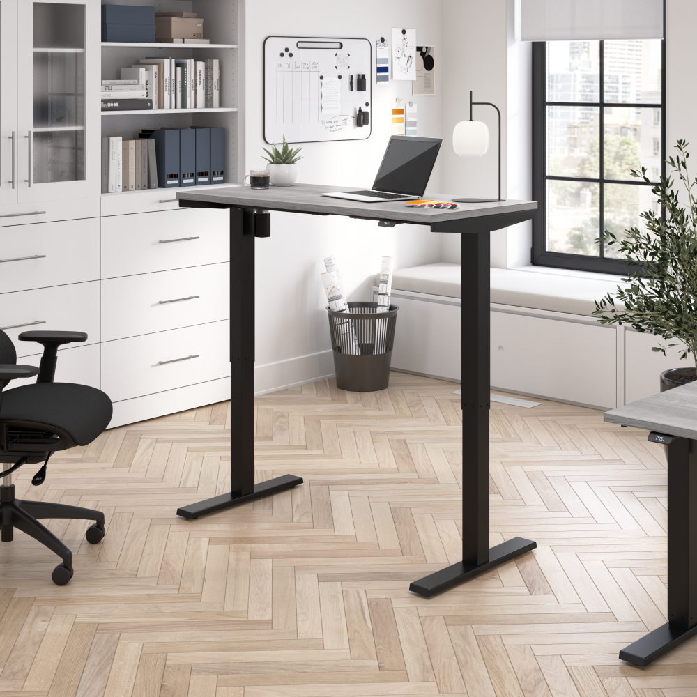 Shop Bush Business Furniture Move 40 Series 48W x 24D Electric Height Adjustable Standing Desk, Image 02, M4S4824PGBK, #color_platinum gray/black powder coat