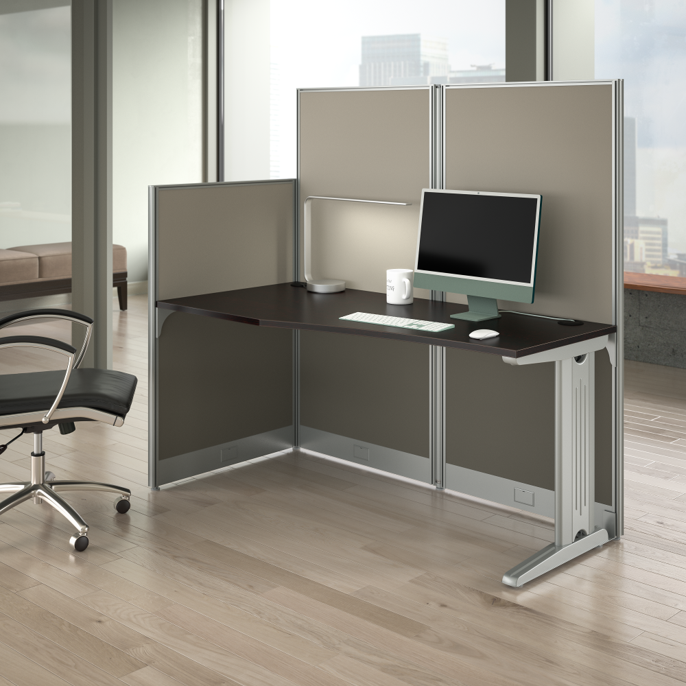 Shop Bush Business Furniture Office in an Hour 65W x 33D Straight Cubicle Desk, Image 02, WC36892-03K, #color_mocha cherry