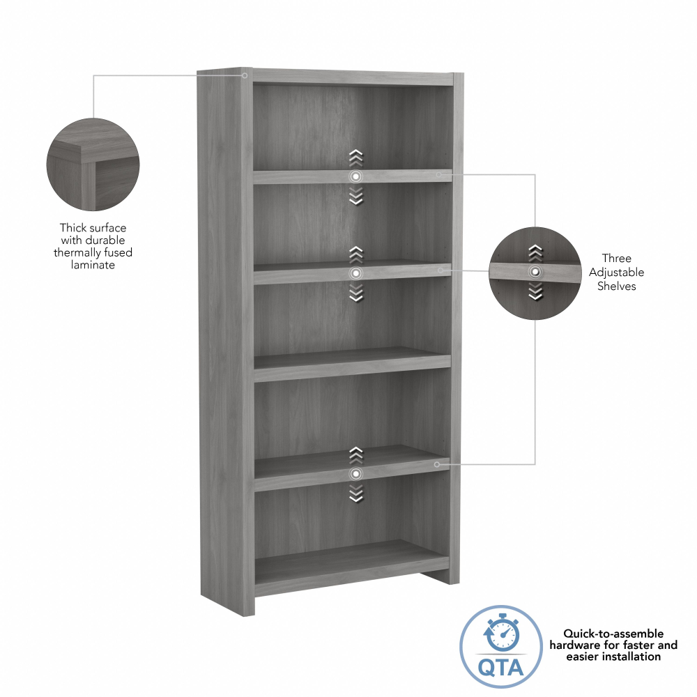 Shop Bush Business Furniture Echo 5 Shelf Bookcase, Image 07, KI60404-03, #color_modern gray