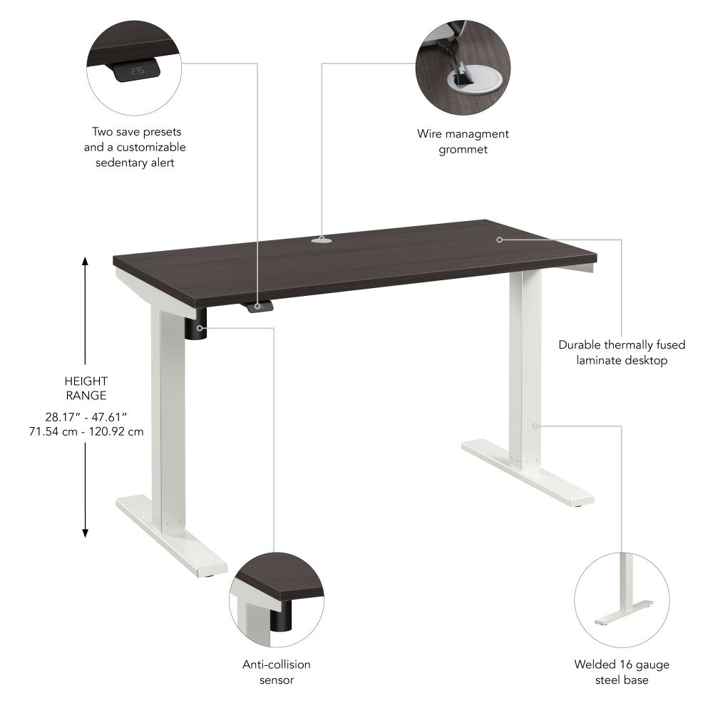 Shop Bush Business Furniture Move 40 Series 48W x 24D Electric Height Adjustable Standing Desk, Image 06, M4S4824SGWK, #color_storm gray/white powder coat