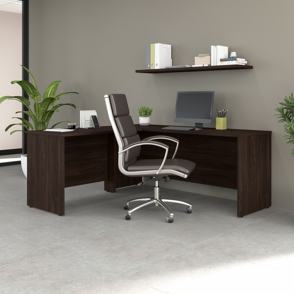 Shop Bush Business Furniture Studio C 72W x 24D L Shaped Desk with 42W Return, Image 02, STC052BW, #color_black walnut