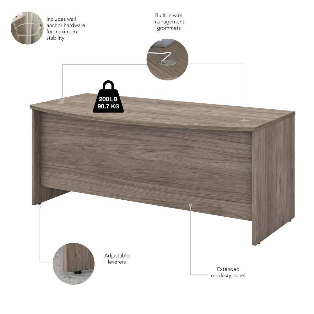 Shop Bush Business Furniture Studio C 72W x 36D Bow Front Desk with Mobile File Cabinets, Image 06, STC012MHSU, #color_modern hickory