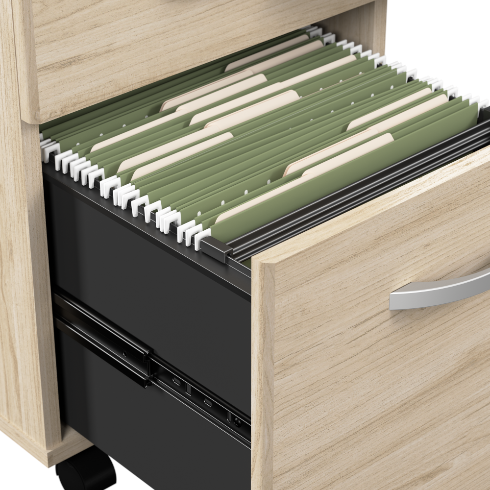 Shop Bush Business Furniture Arrive 72W x 30D Reception Desk with Shelf and Mobile File Cabinet, Image 05, ARV005NE, #color_natural elm
