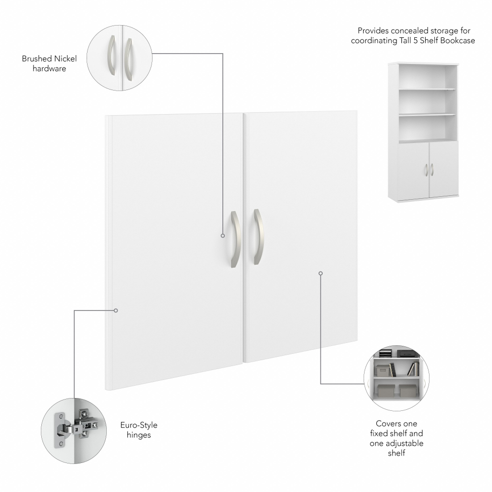 Shop Bush Business Furniture Hybrid Tall 5 Shelf Bookcase with Doors, Image 08, HYB024WH, #color_white