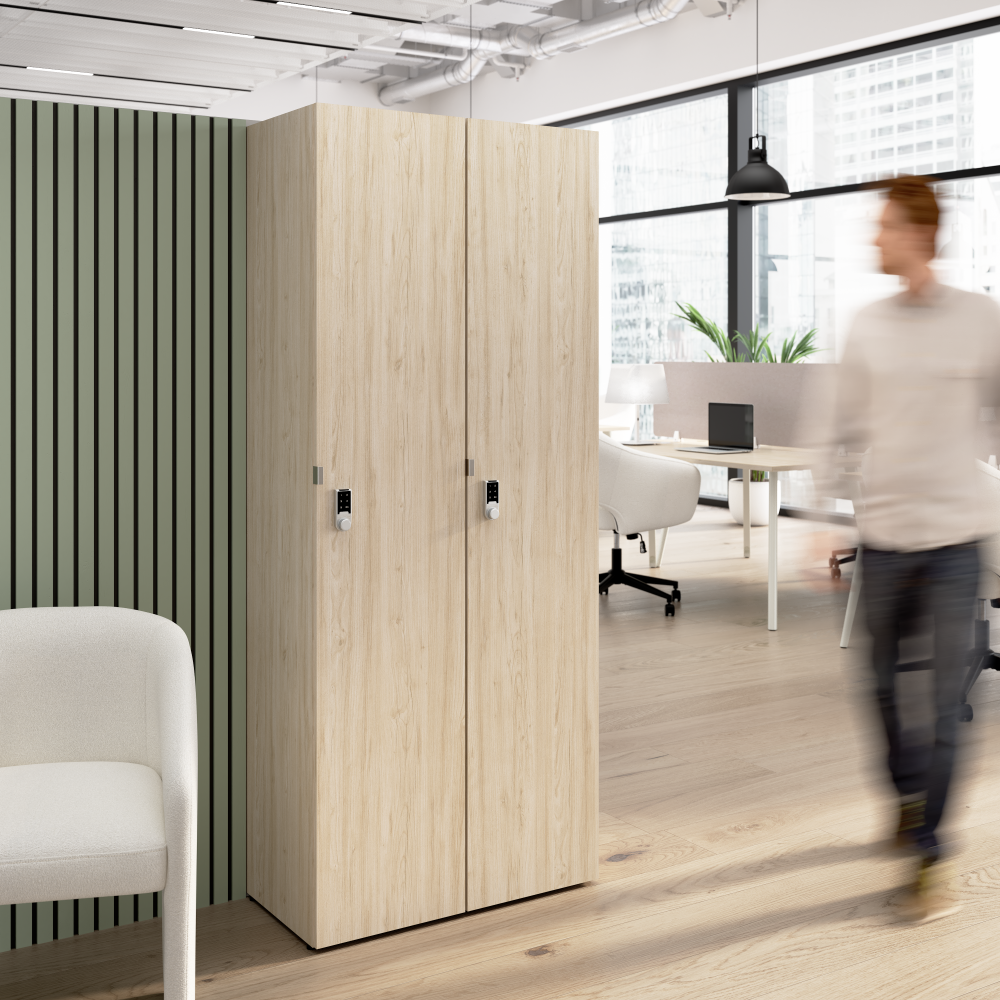 Shop Bush Business Furniture Assure Single Tier 2 Door Storage Locker with Keypad Locks, Image 02, AUS230NEK, #color_natural elm