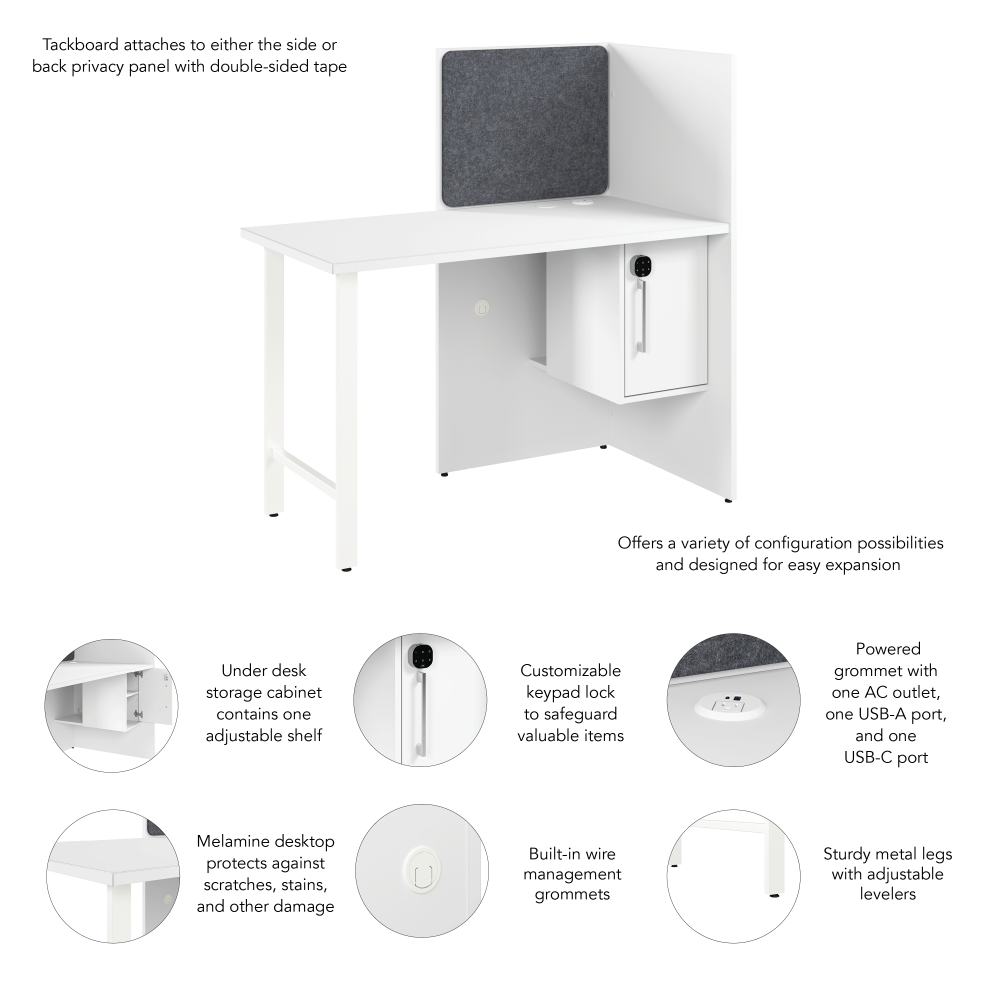 Shop Bush Business Furniture Hustle 48-inch Cubicle Desk for Office with Locking Storage Cabinet, Image 06, HUCB248WH, #color_white