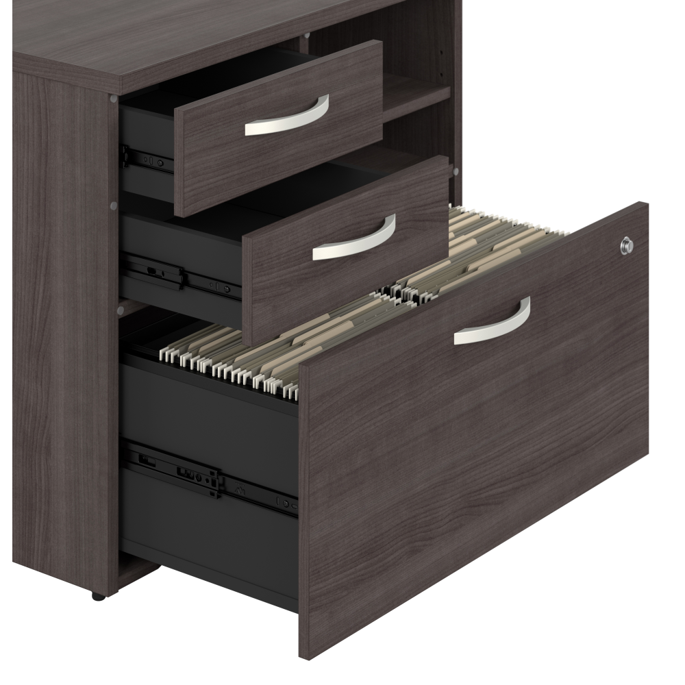 Shop Bush Business Furniture Hybrid Office Storage Cabinet with Drawers and Shelves, Image 04, HYF130SGSU-Z, #color_storm gray