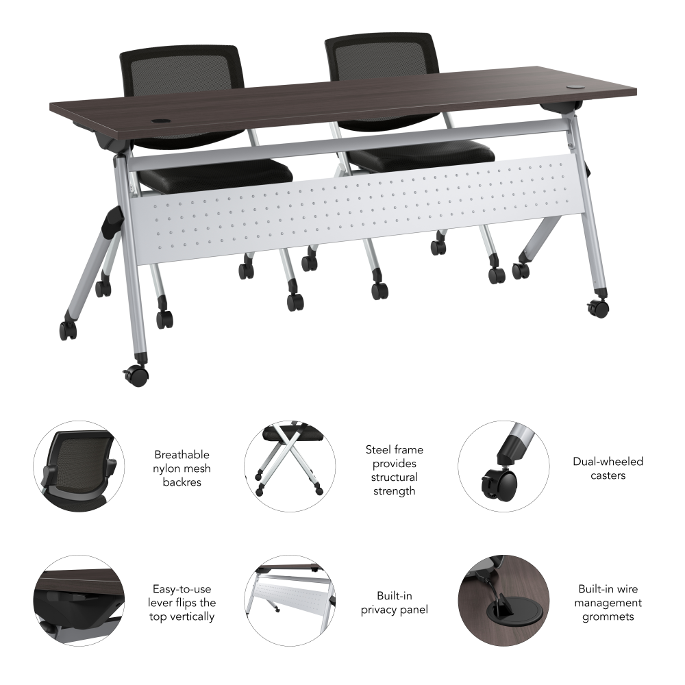 Shop Bush Business Furniture Envision 72W Folding Training Table and 2 Folding Chairs, Image 06, NVS004SG, #color_storm gray/cool gray metallic