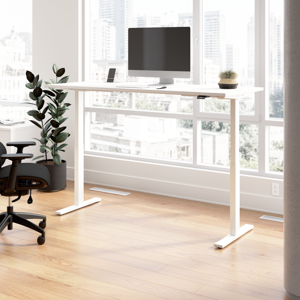 Shop Bush Business Furniture Move 60 Series 72W x 30D Electric Height Adjustable Standing Desk, Image 02, M6S7230WHWK, #color_white/white powder coat
