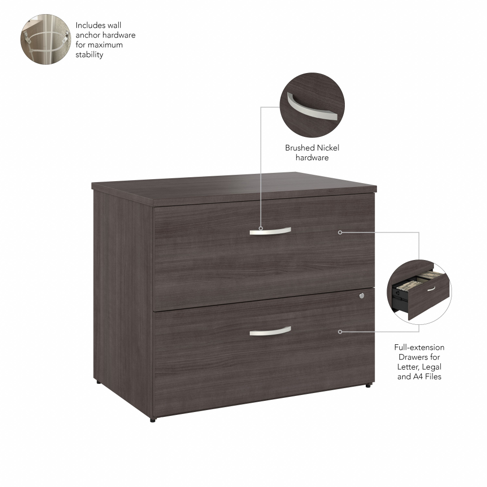 Shop Bush Business Furniture Hybrid 2 Drawer Lateral File Cabinet with Shelves, Image 06, HYB018SGSU, #color_storm gray