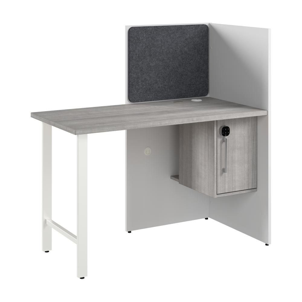 Shop Bush Business Furniture Hustle 48-inch Cubicle Desk for Office with Locking Storage Cabinet, Image 01, HUCB248WHPG, #color_white/platinum gray