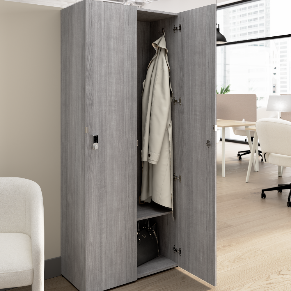 Shop Bush Business Furniture Assure Single Tier 2 Door Storage Locker with Keypad Locks, Image 04, AUS230PGK, #color_platinum gray