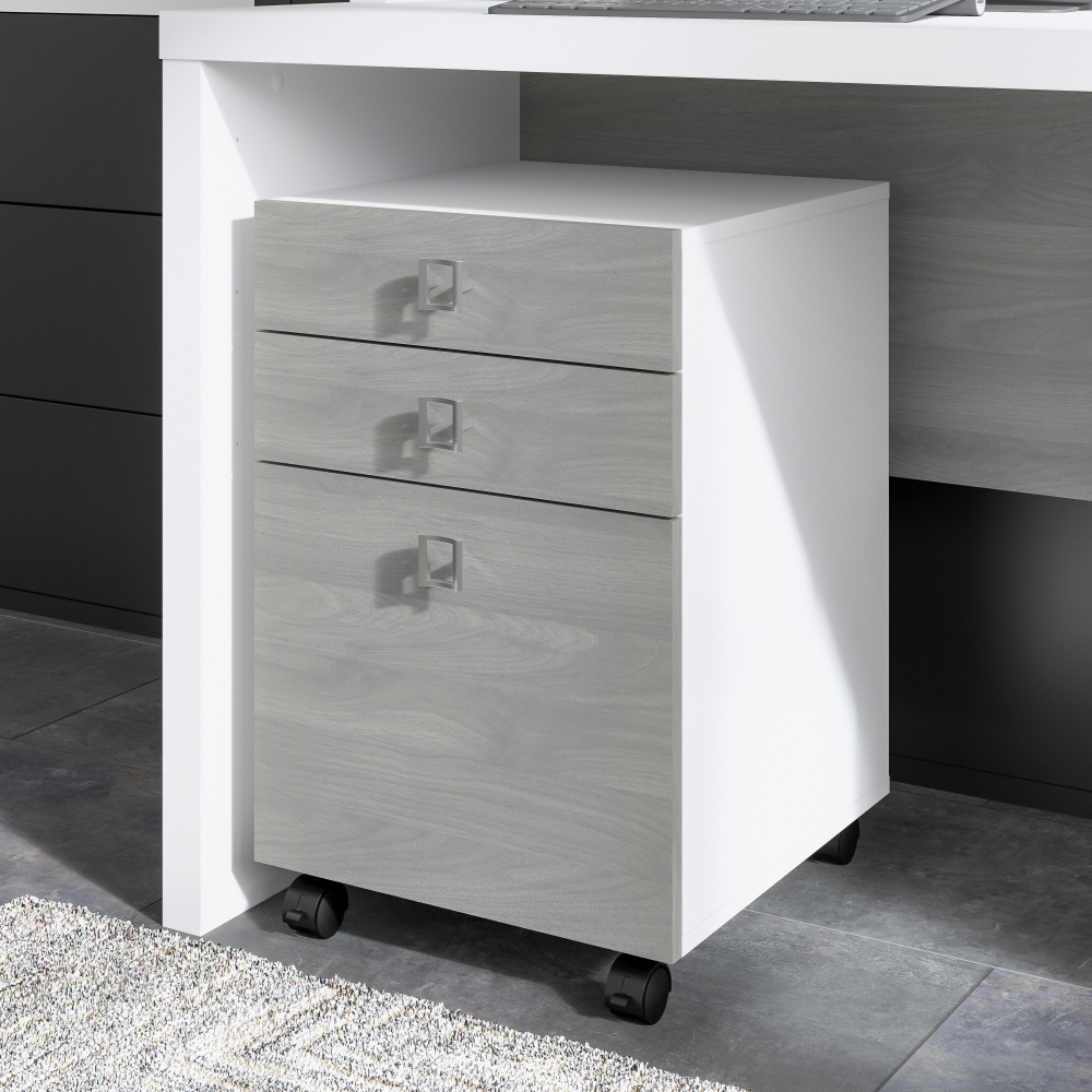 Shop Bush Business Furniture Echo 3 Drawer Mobile File Cabinet, Image 02, KI60501-03, #color_pure white/modern gray