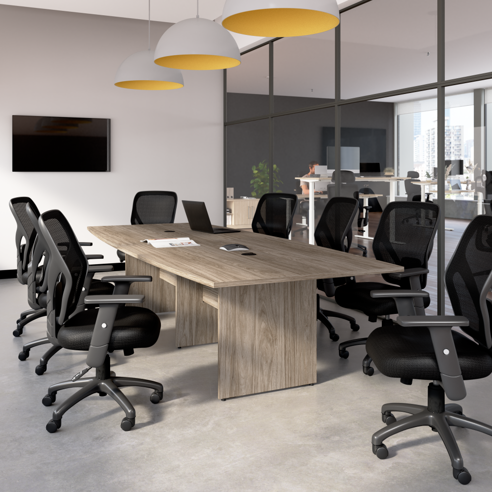 Shop Bush Business Furniture 120-inch Office Conference Table with Wood Base, Image 02, 99TB12048MHK, #color_modern hickory