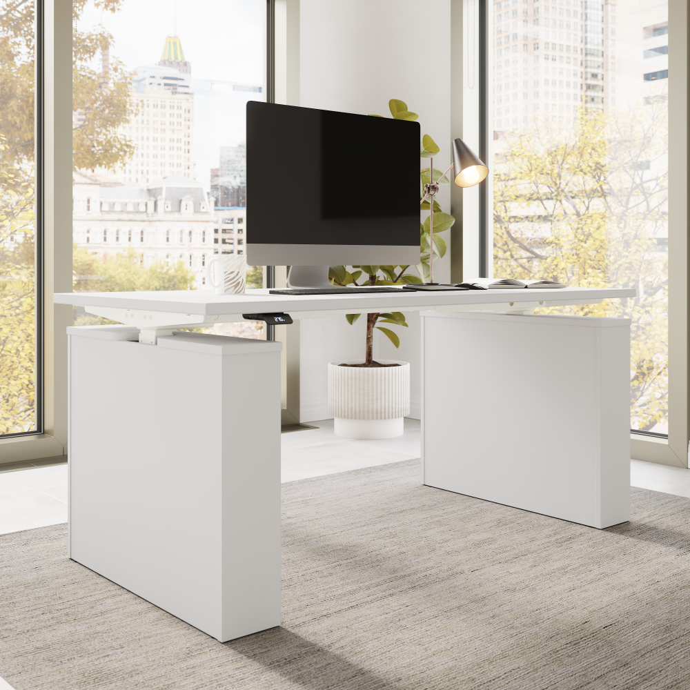 Shop Bush Business Furniture Stratus 60W x 30D Electric Height Adjustable Standing Desk, Image 03, SUT001WH, #color_white