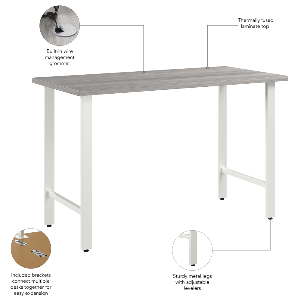 Shop Bush Business Furniture Hustle 48W x 24D Computer Desk with Metal Legs, Image 08, HUD148PG, #color_platinum gray