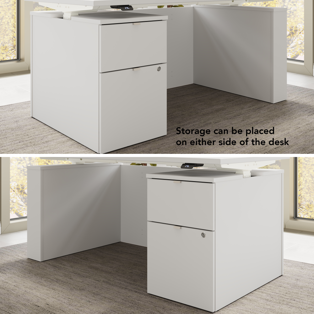 Shop Bush Business Furniture Stratus 60W x 30D Eletric Height Adjustable Standing Desk with File Cabinet, Image 06, SUT007WH, #color_white