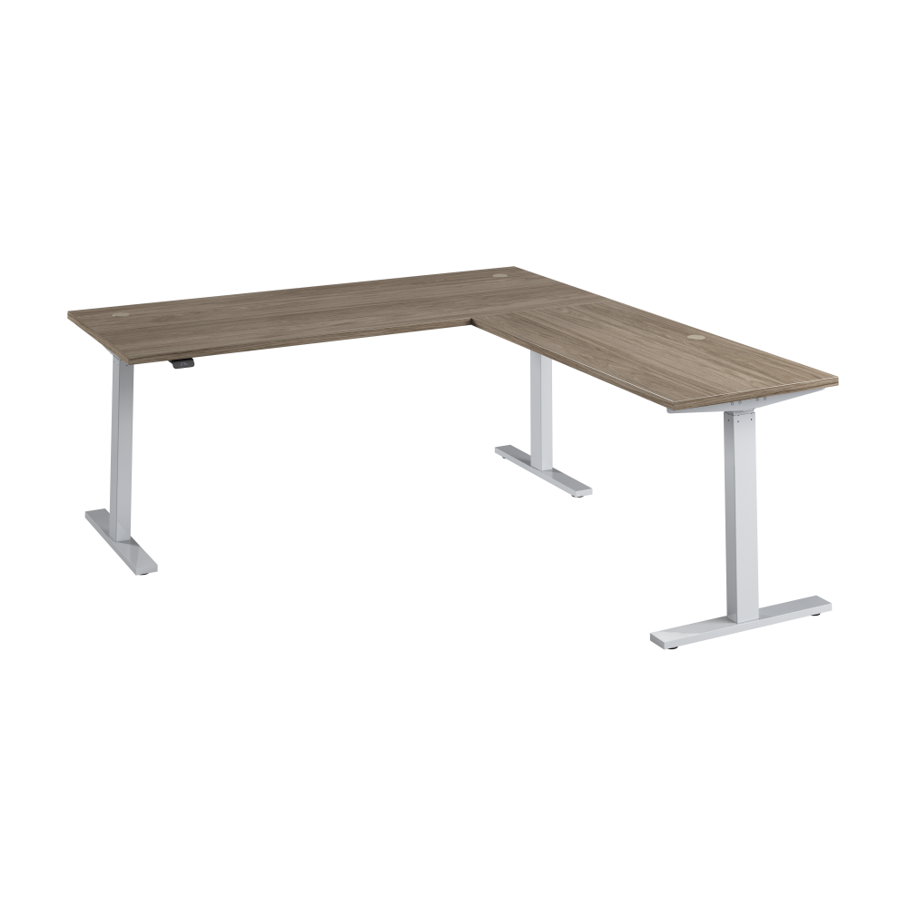 Shop Bush Business Furniture Move 60 Series 72W Height Adjustable L Shaped Standing Desk, Image 01, M6SL7278MHSK, #color_modern hickory/cool gray metallic