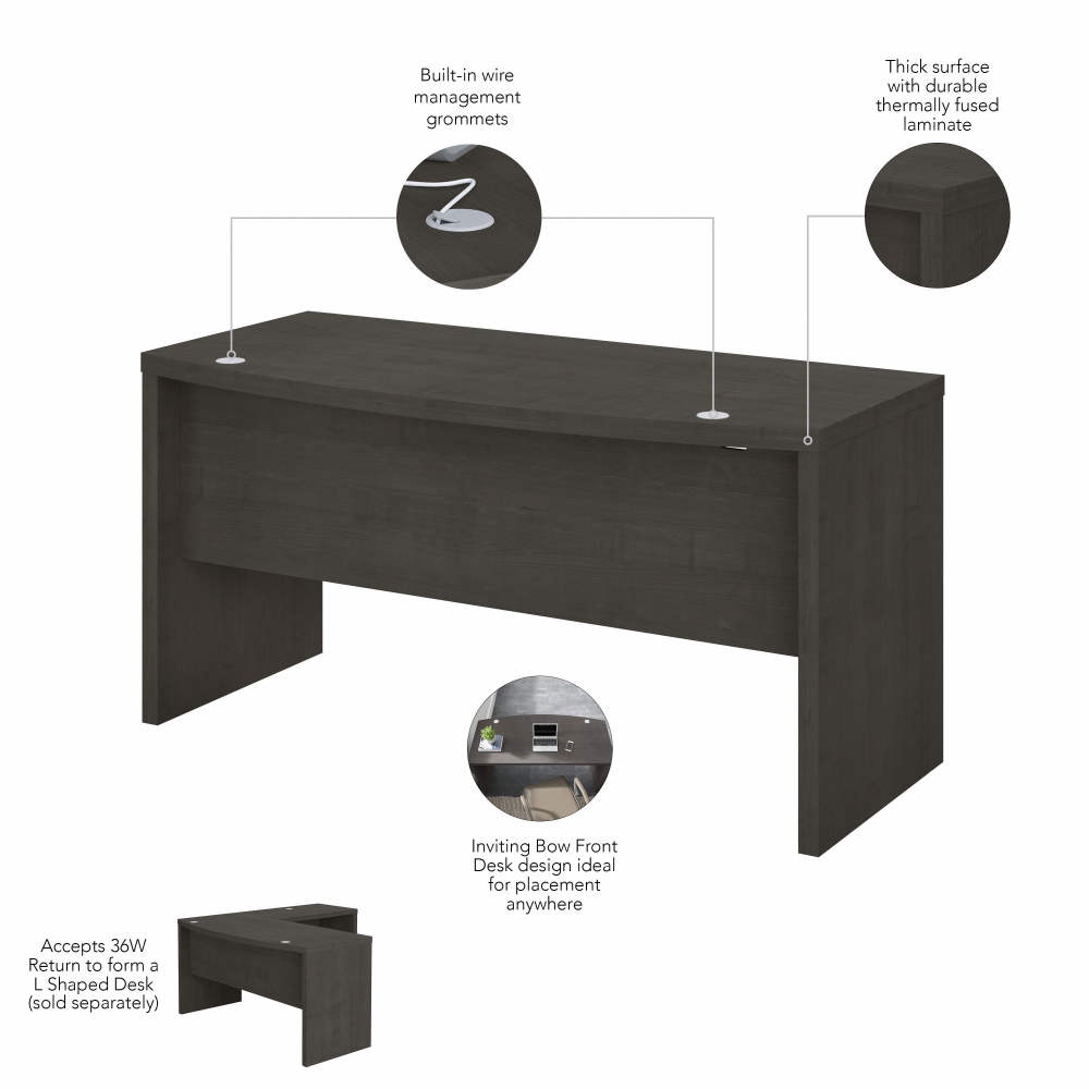 Shop Bush Business Furniture Echo 60W Bow Front Desk, Image 07, KI60305-03, #color_charcoal maple