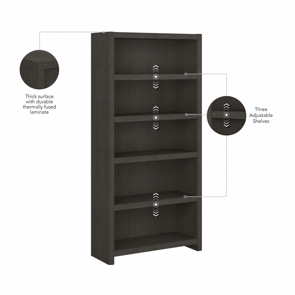 Shop Bush Business Furniture Echo 5 Shelf Bookcase, Image 08, KI60304-03, #color_charcoal maple