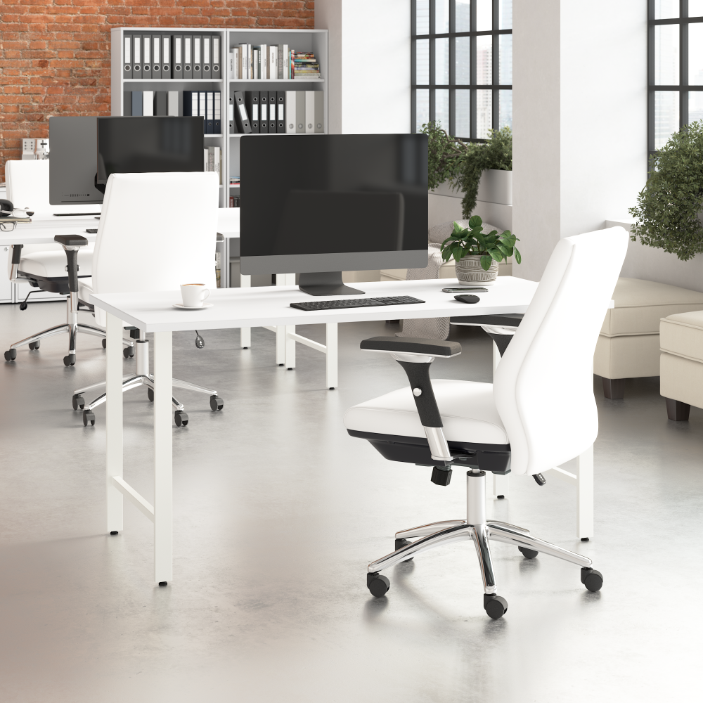 Shop Bush Business Furniture Hustle 60W x 30D Computer Desk with Metal Legs, Image 02, HUD160WH, #color_white