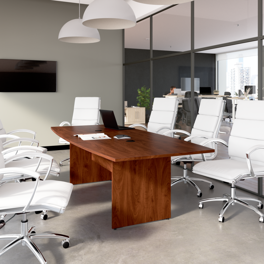 Shop Bush Business Furniture 96-inch Office Conference Table with Wood Base, Image 02, 99TB9642HCK, #color_hansen cherry