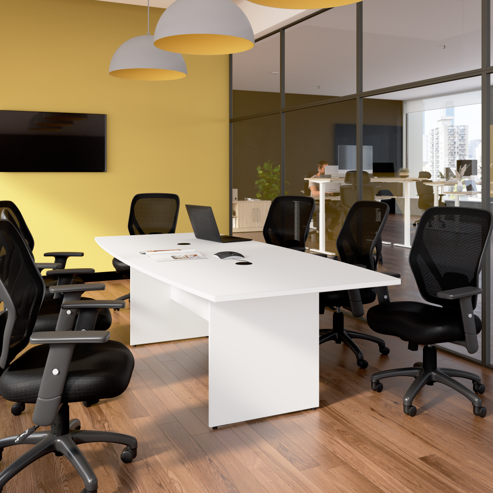 Shop Bush Business Furniture 96-inch Office Conference Table with Wood Base, Image 02, 99TB9642WHK, #color_white