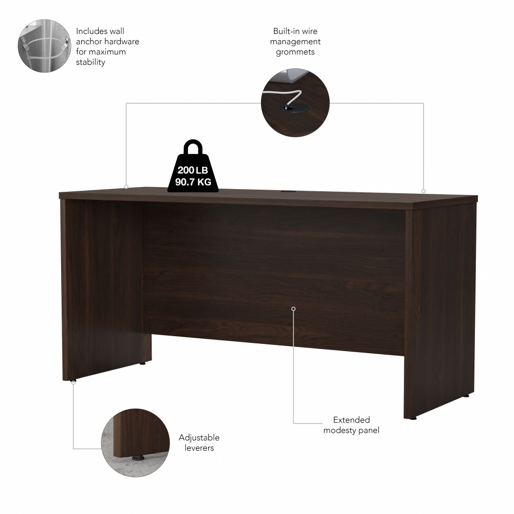 Shop Bush Business Furniture Studio C 60W x 24D Credenza Desk, Image 07, SCD360BW, #color_black walnut