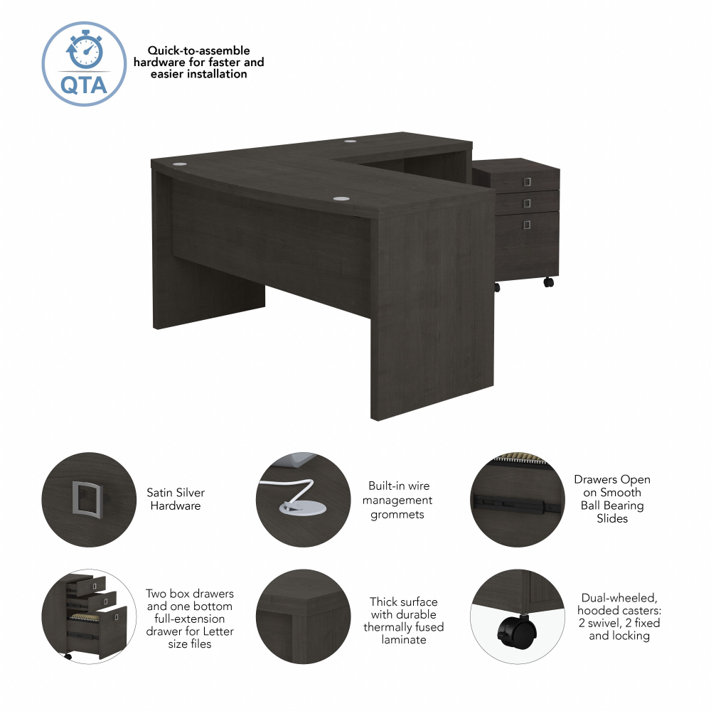 Shop Bush Business Furniture Echo L Shaped Bow Front Desk with Mobile File Cabinet, Image 07, ECH007CM, #color_charcoal maple