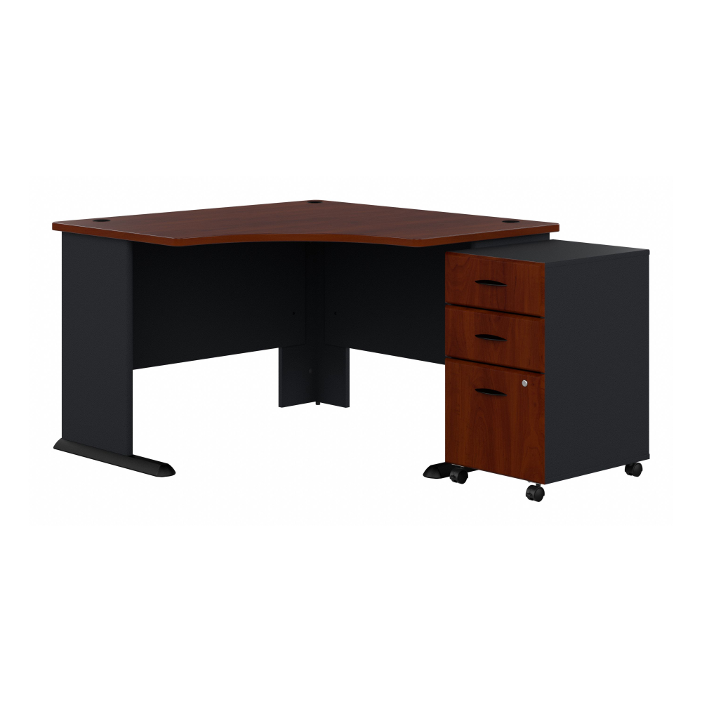 Shop Bush Business Furniture Series A 48W Corner Desk with Mobile File Cabinet, Image 01, SRA035HCSU, #color_hansen cherry/galaxy