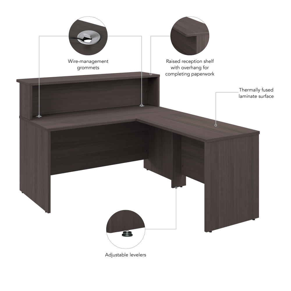 Shop Bush Business Furniture Arrive 60W x 72D L Shaped Reception Desk with Shelf, Image 08, ARV003SG, #color_storm gray