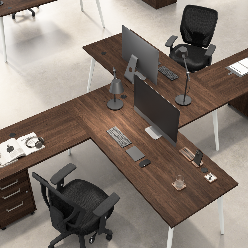 Shop Bush Business Furniture Vista 60W x 30D Computer Desk with Splayed Metal Legs, Image 05, VSD160BW, #color_black walnut
