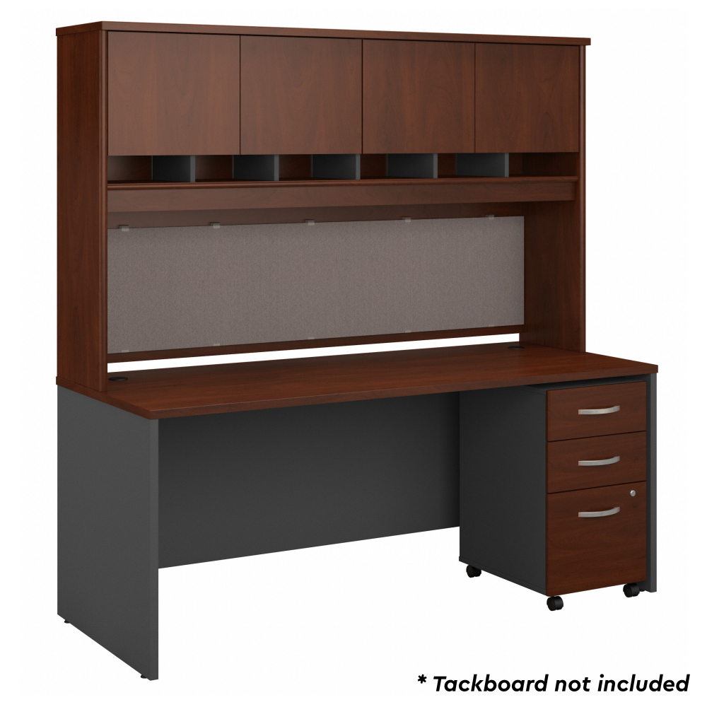 Shop Bush Business Furniture Series C 72W x 30D Office Desk with Hutch and Mobile File Cabinet, Image 03, SRC080HCSU, #color_hansen cherry/graphite gray