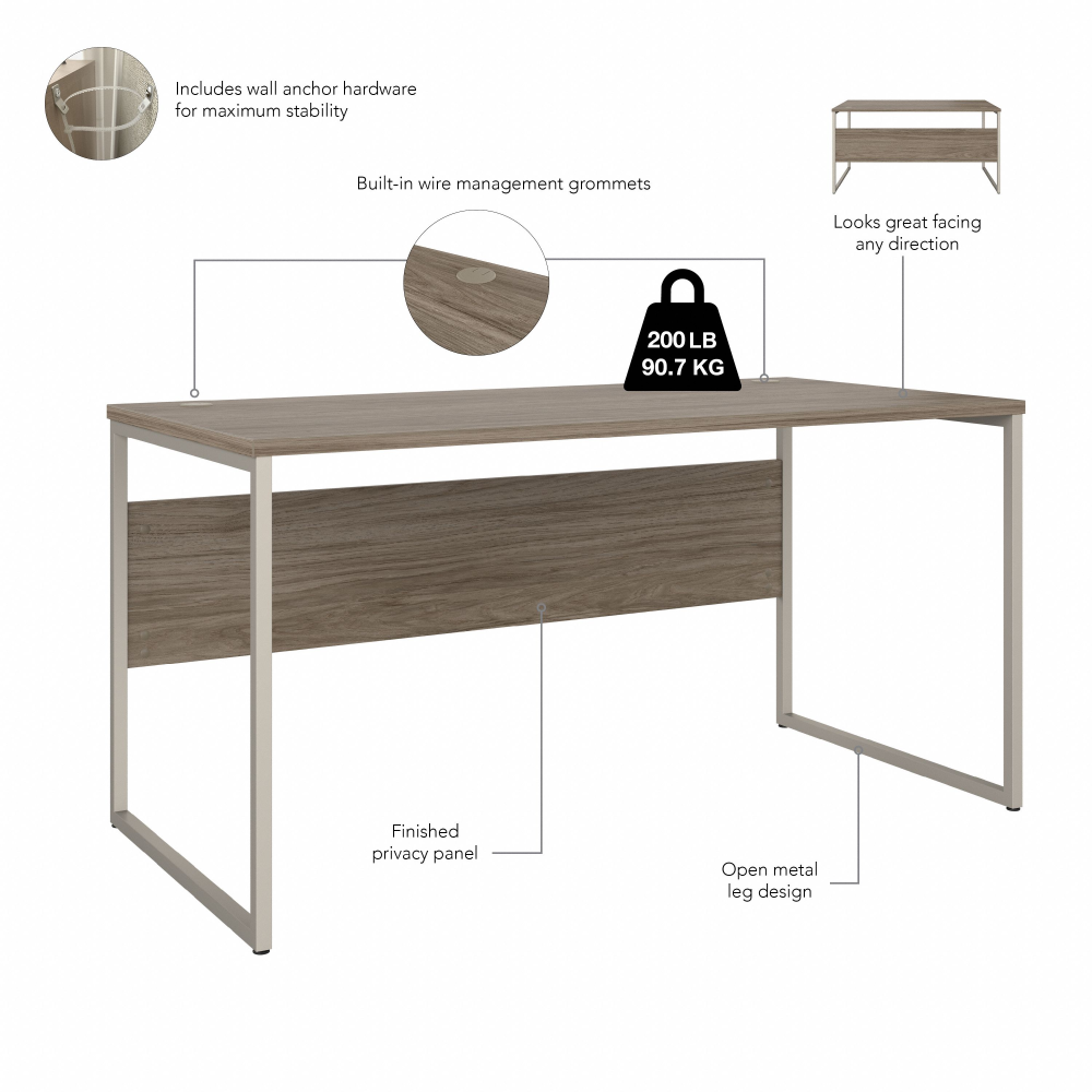 Shop Bush Business Furniture Hybrid 60W x 30D Computer Table Desk with Metal Legs, Image 07, HYD360MH, #color_modern hickory