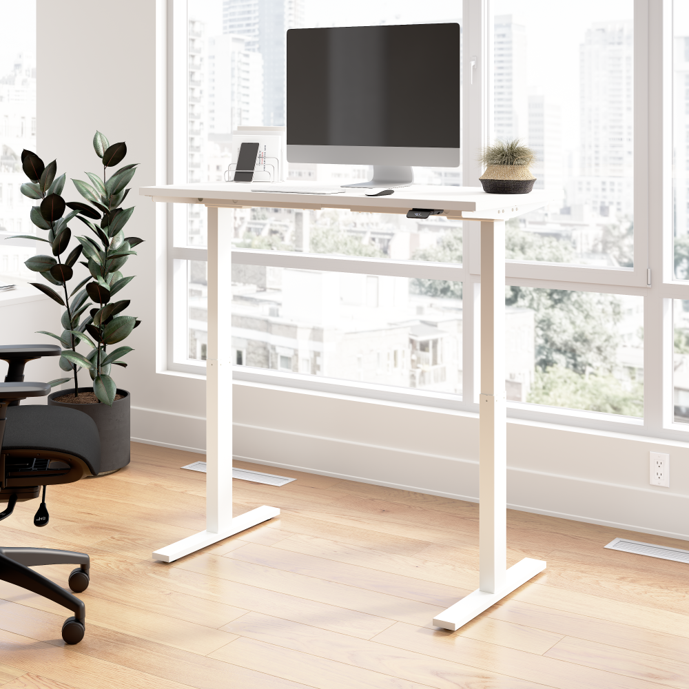 Shop Bush Business Furniture Move 60 Series 48W x 24D Electric Height Adjustable Standing Desk, Image 02, M6S4824WHWK, #color_white/white powder coat