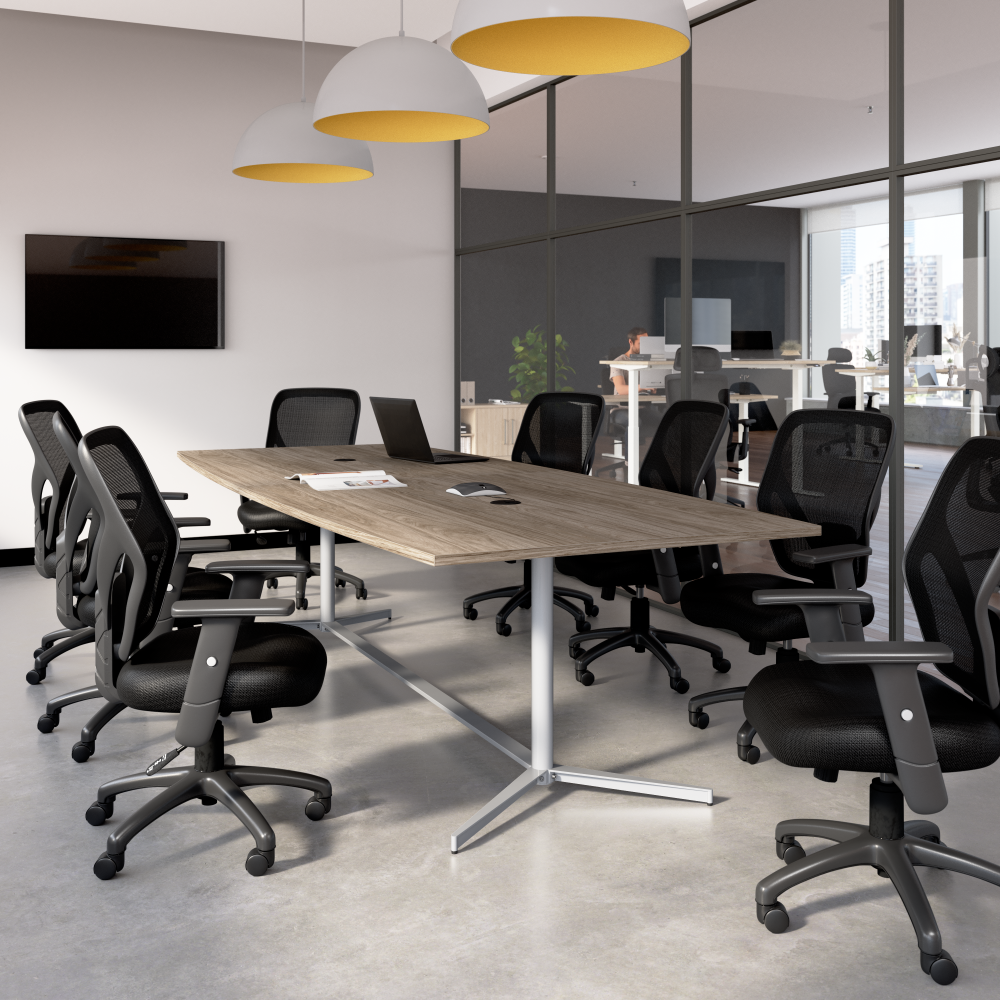 Shop Bush Business Furniture 120-inch Office Conference Table with Metal Base, Image 02, 99TBM120MHSVK, #color_modern hickory