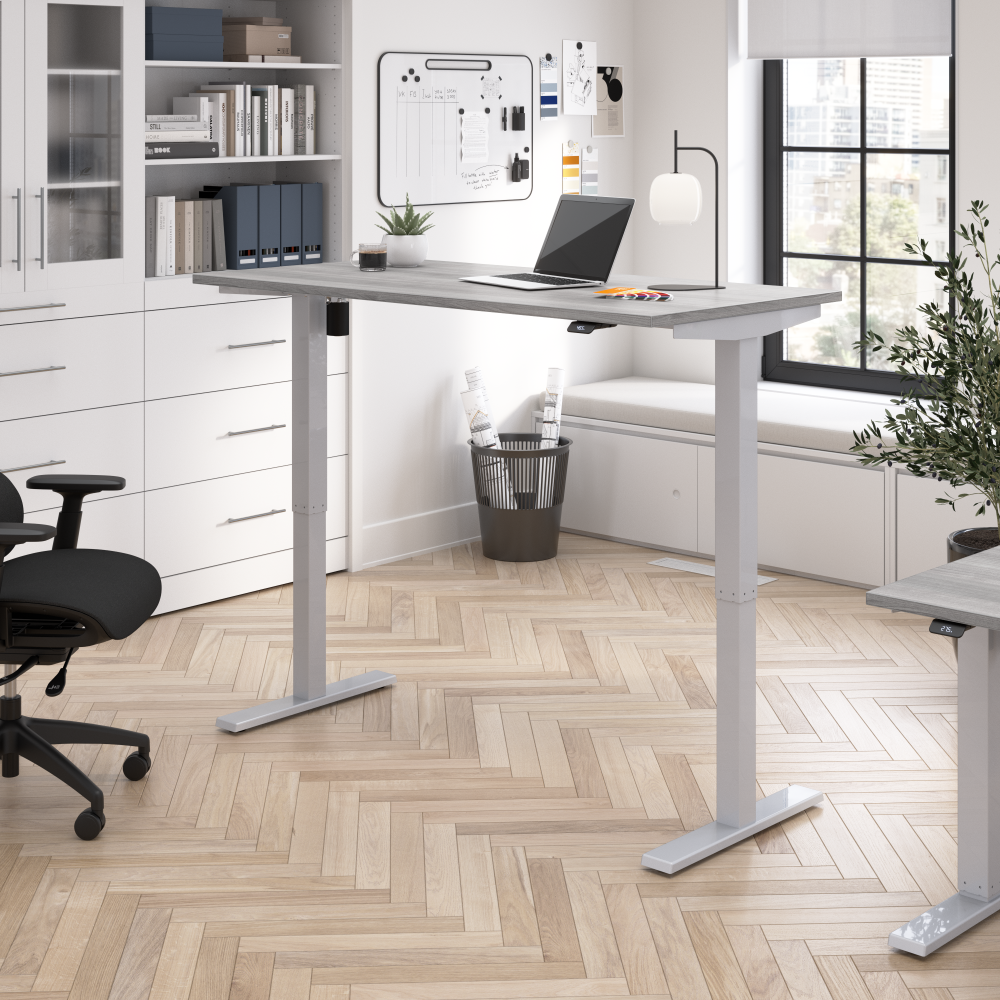 Shop Bush Business Furniture Move 40 Series 60W x 30D Electric Height Adjustable Standing Desk, Image 02, M4S6030PGSK, #color_platinum gray/cool gray metallic