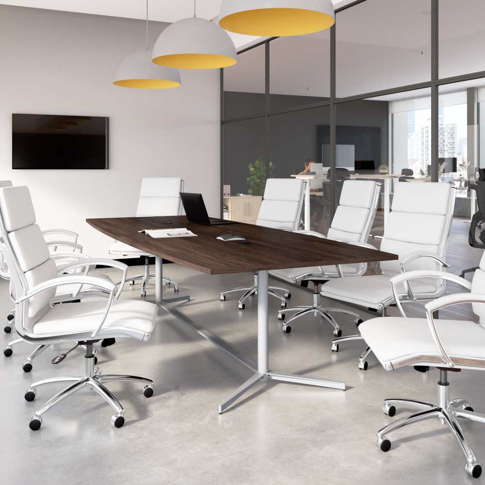 Shop Bush Business Furniture 120-inch Office Conference Table with Metal Base, Image 02, 99TBM120BWSVK, #color_black walnut