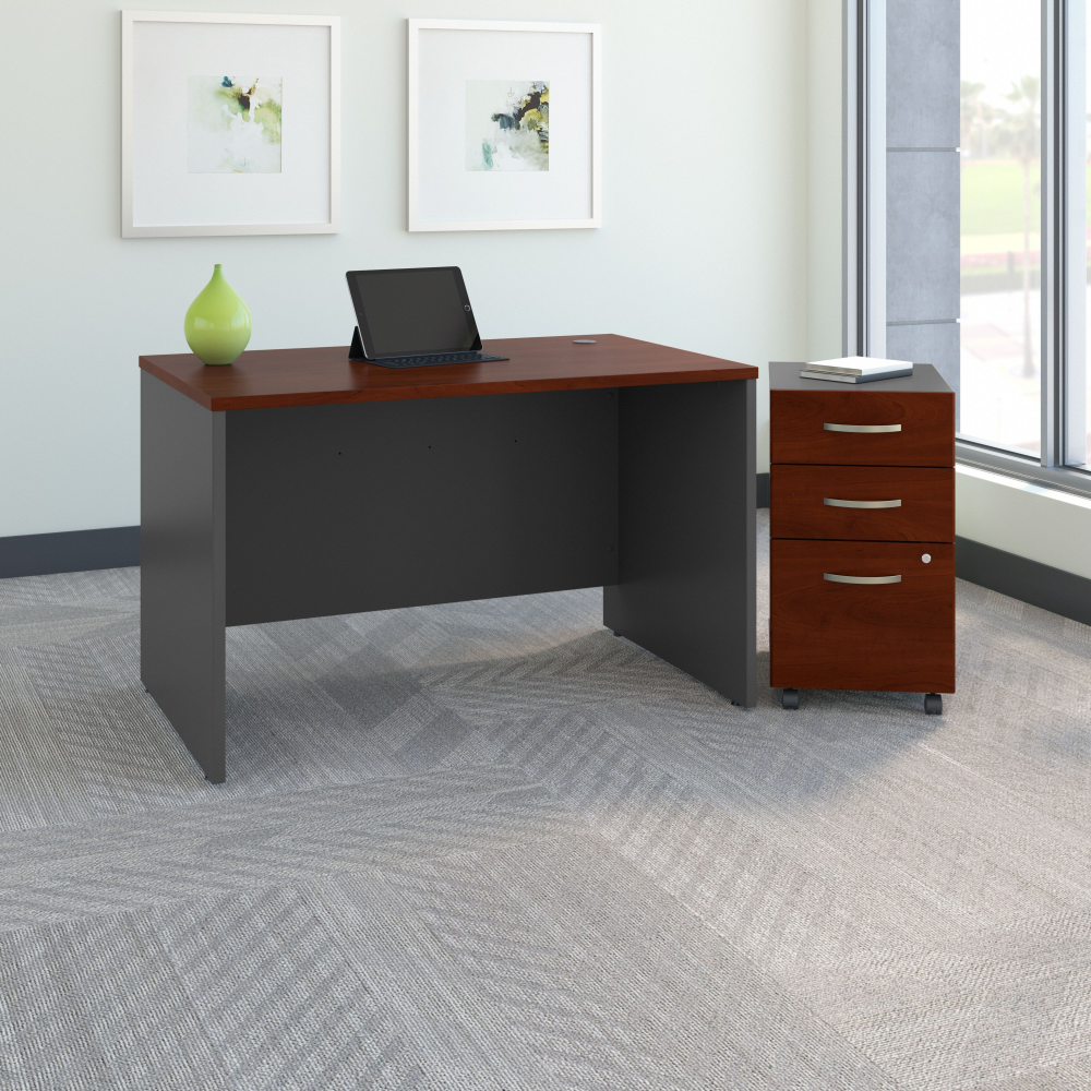 Shop Bush Business Furniture Series C 48W x 30D Office Desk with Mobile File Cabinet, Image 02, SRC048HCSU, #color_hansen cherry