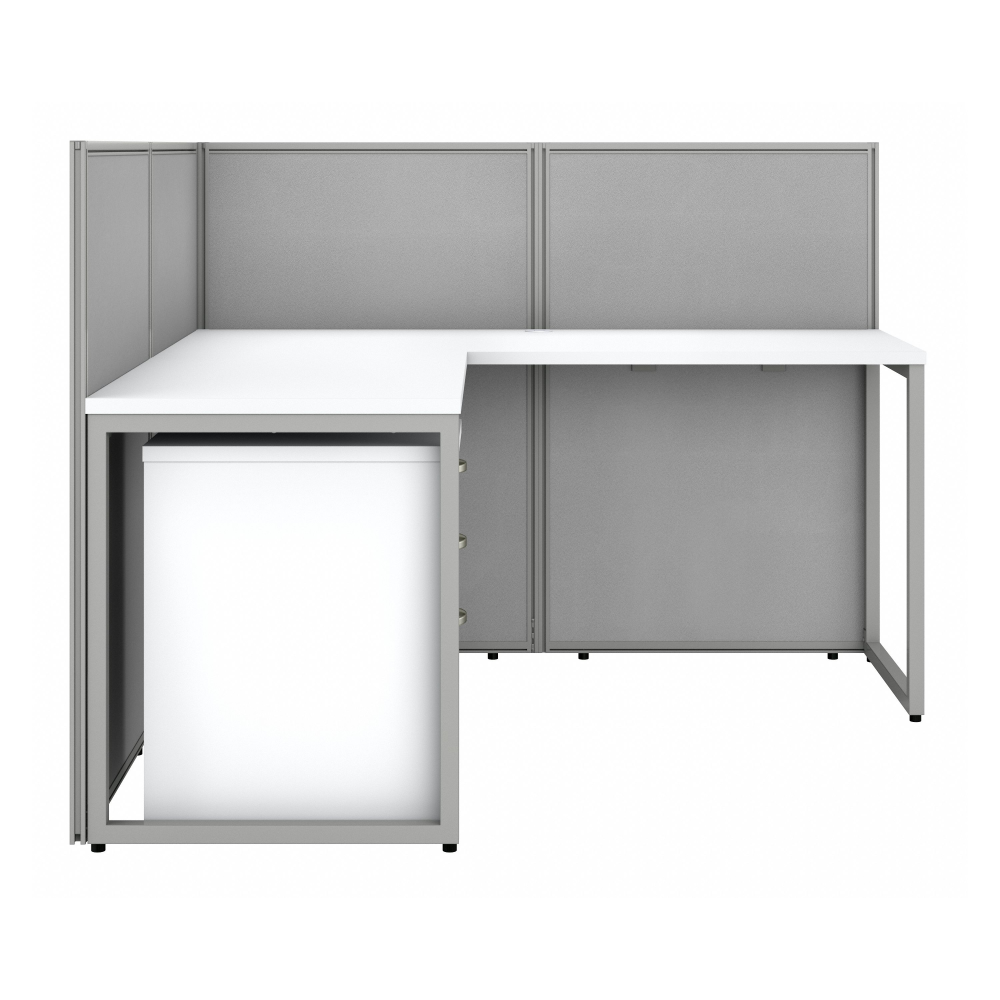 Shop Bush Business Furniture Easy Office 60W 2 Person L Shaped Cubicle Desk with Drawers and 45H Panels, Image 03, EOD560SWH-03K, #color_pure white/silver gray fabric