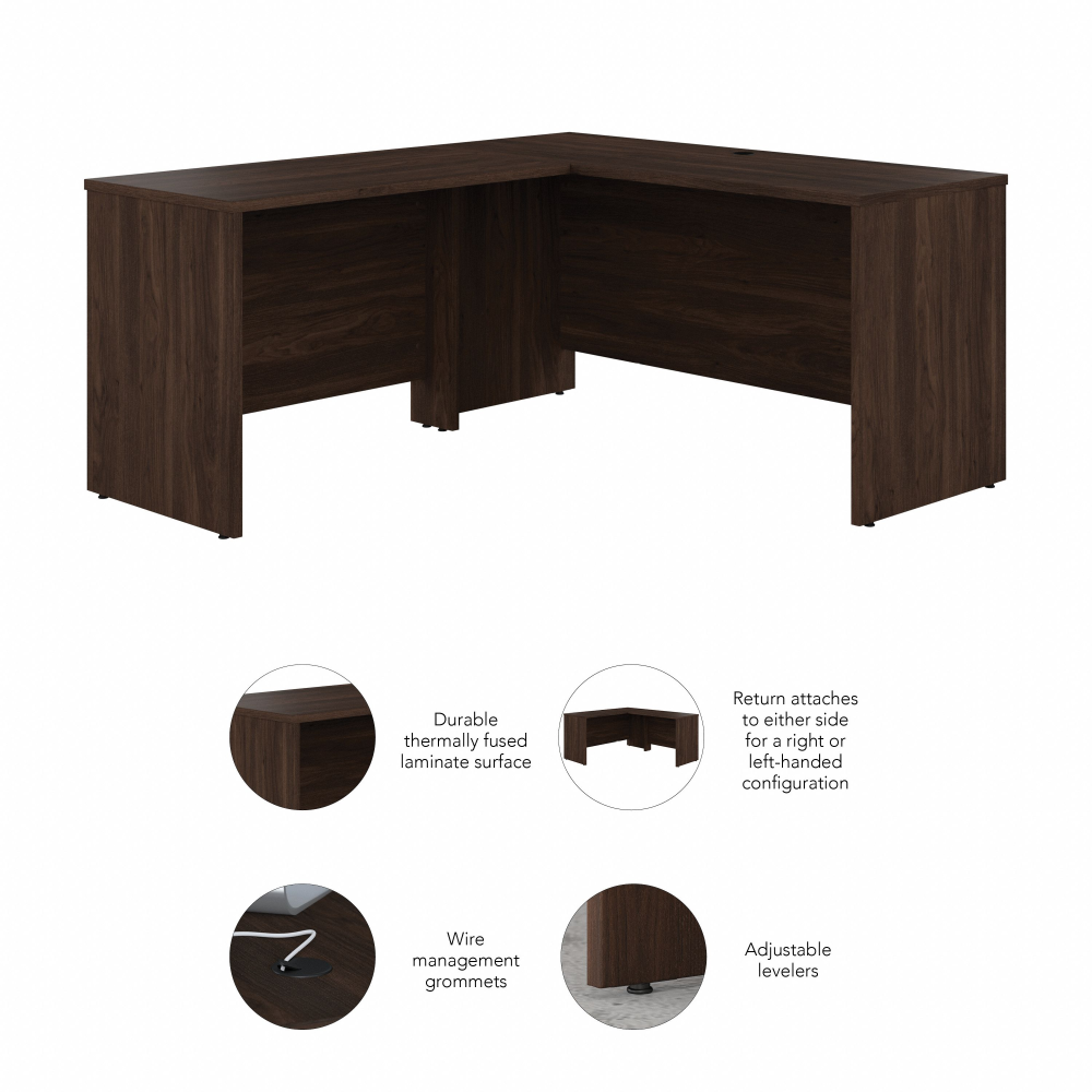 Shop Bush Business Furniture Studio C 60W x 24D L Shaped Desk with 42W Return, Image 06, STC051BW, #color_black walnut