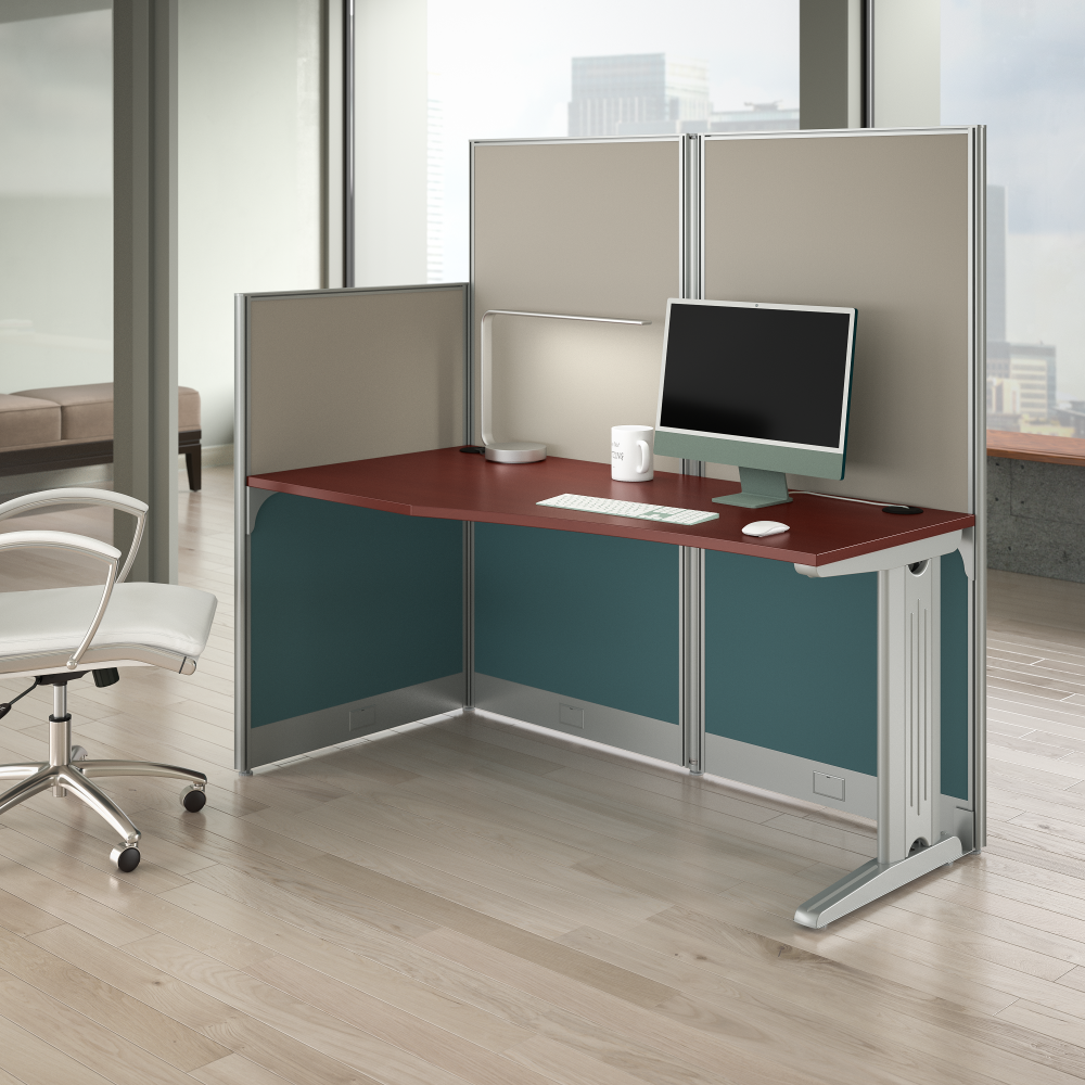 Shop Bush Business Furniture Office in an Hour 65W x 33D Straight Cubicle Desk, Image 02, WC36492-03K, #color_hansen cherry