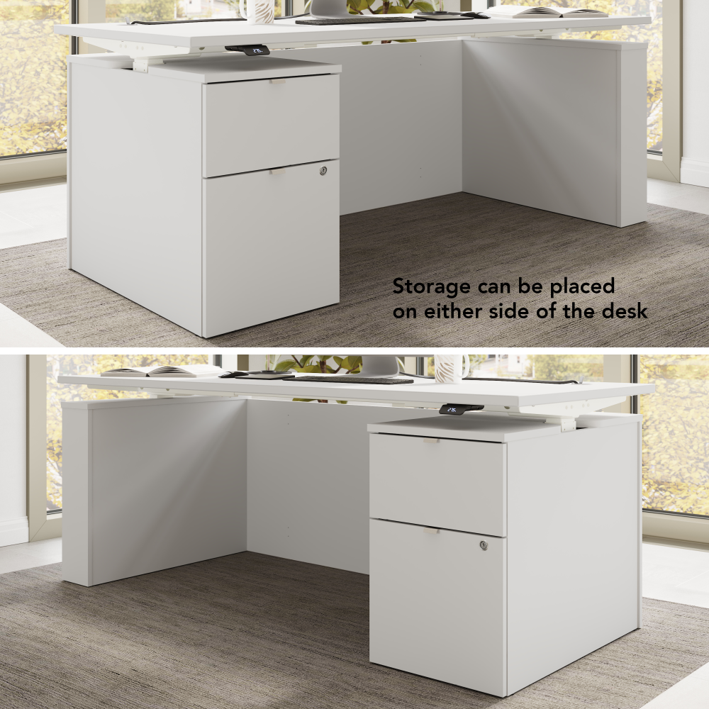 Shop Bush Business Furniture Stratus 72W x 30D Eletric Height Adjustable Standing Desk with File Cabinet, Image 06, SUT008WH, #color_white