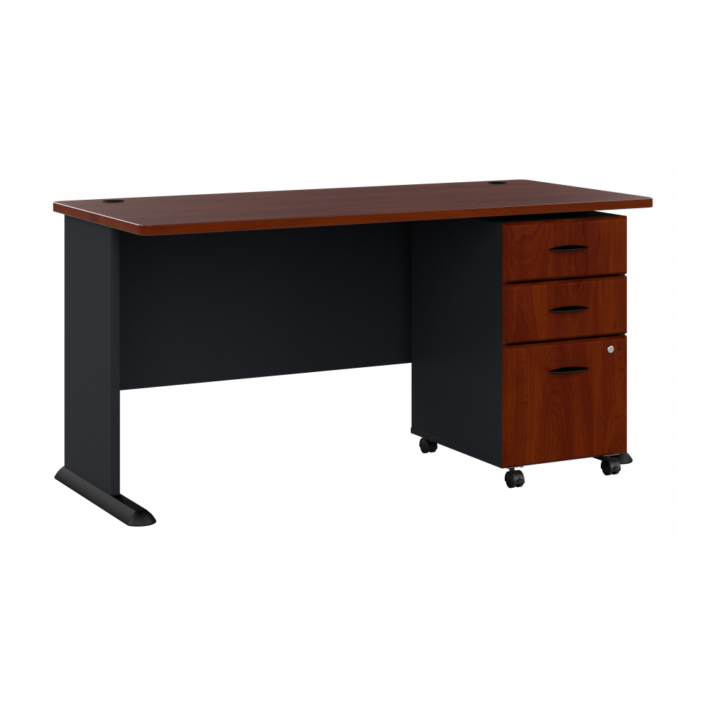 Shop Bush Business Furniture Series A 60W Desk with Mobile File Cabinet, Image 01, SRA003HCSU, #color_hansen cherry
