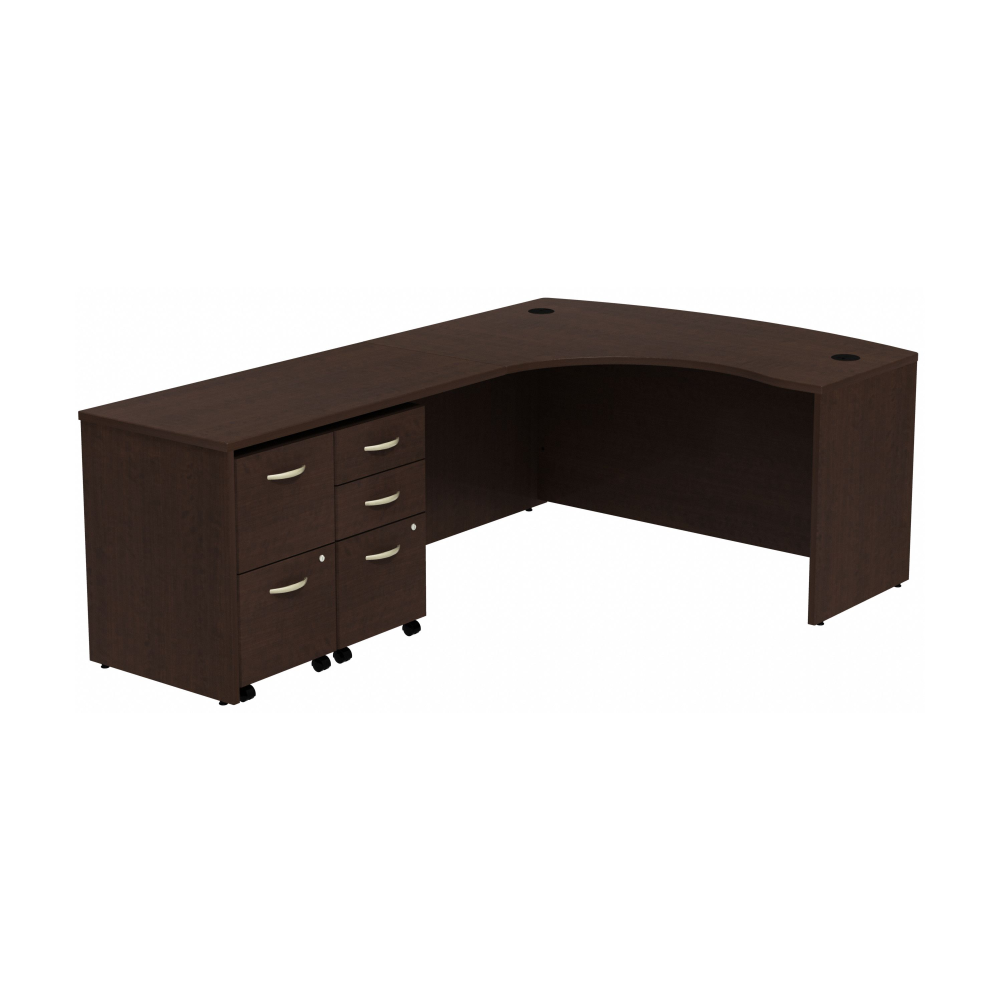 Shop Bush Business Furniture Series C Bow Front Left Handed L Shaped Desk with 2 Mobile Pedestals, Image 01, SRC034MRLSU, #color_mocha cherry