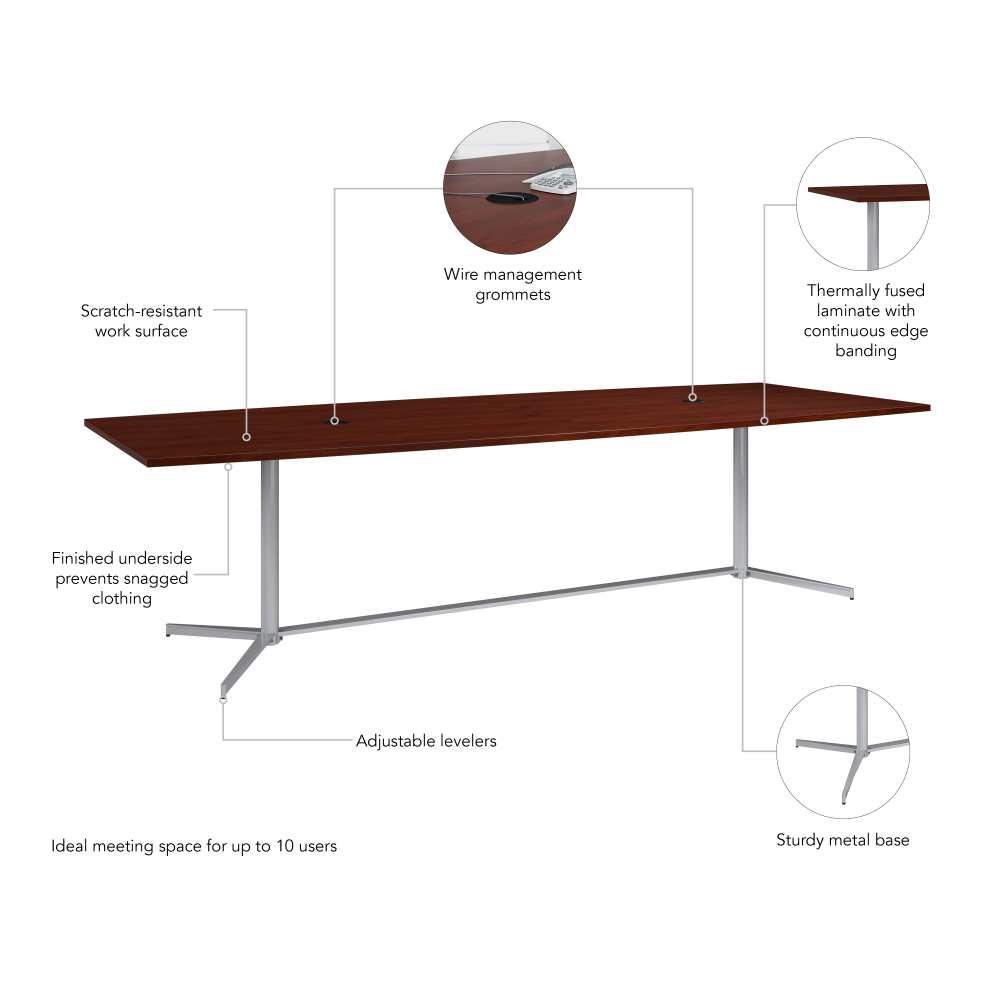 Shop Bush Business Furniture 120-inch Office Conference Table with Metal Base, Image 05, 99TBM120HCSVK, #color_hansen cherry