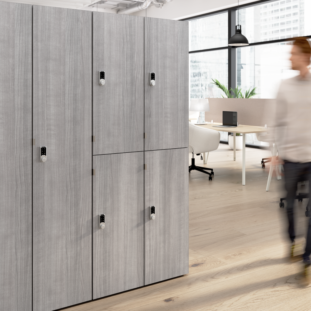 Shop Bush Business Furniture Assure Two Tier 4 Door Storage Lockers with Keypad Locks, Image 05, AUS130PGK, #color_platinum gray