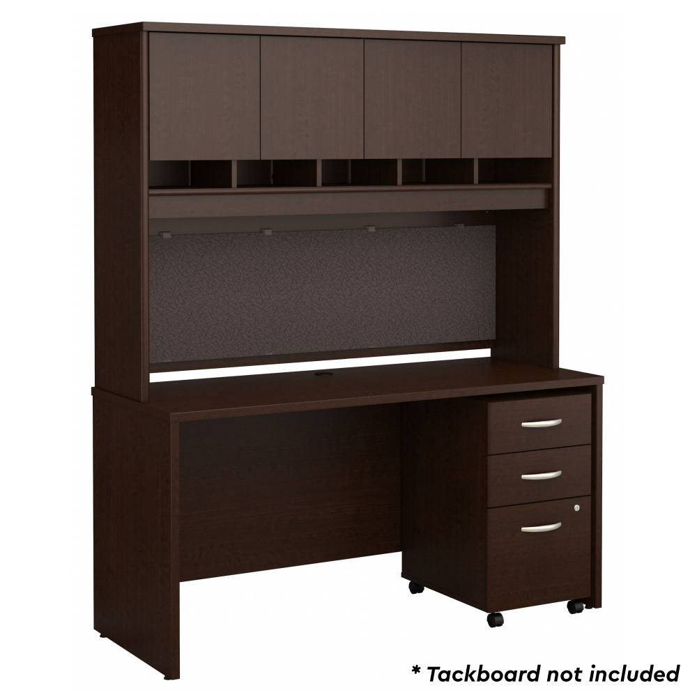 Shop Bush Business Furniture Series C 60W x 24D Office Desk with Hutch and Mobile File Cabinet, Image 03, SRC014MRSU, #color_mocha cherry
