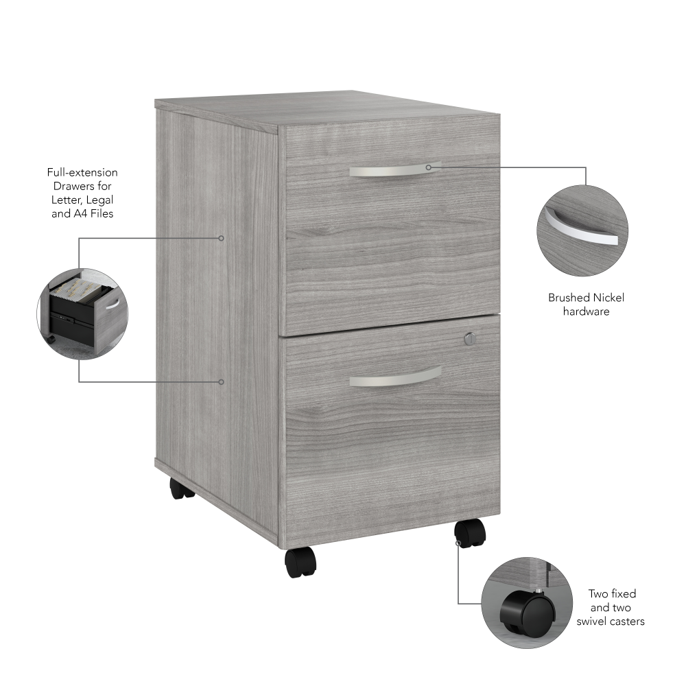 Shop Bush Business Furniture Studio A 2 Drawer Mobile File Cabinet - Assembled, Image 08, SDF116PGSU-Z, #color_platinum gray